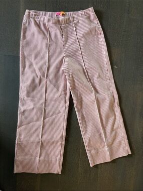VILAGALLO Striped Pink and White Wide-Leg Cropped Pants
